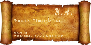 Mensik Almiréna névjegykártya